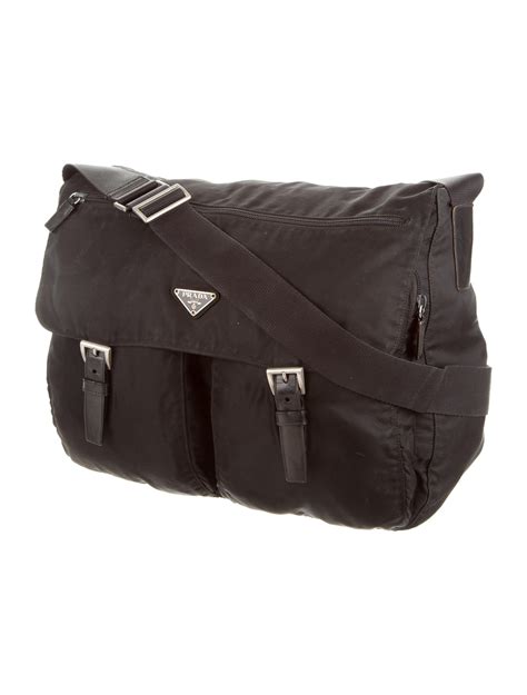 prada leather-trimmed tessuto messenger bag|Prada Tessuto Messenger Bag .